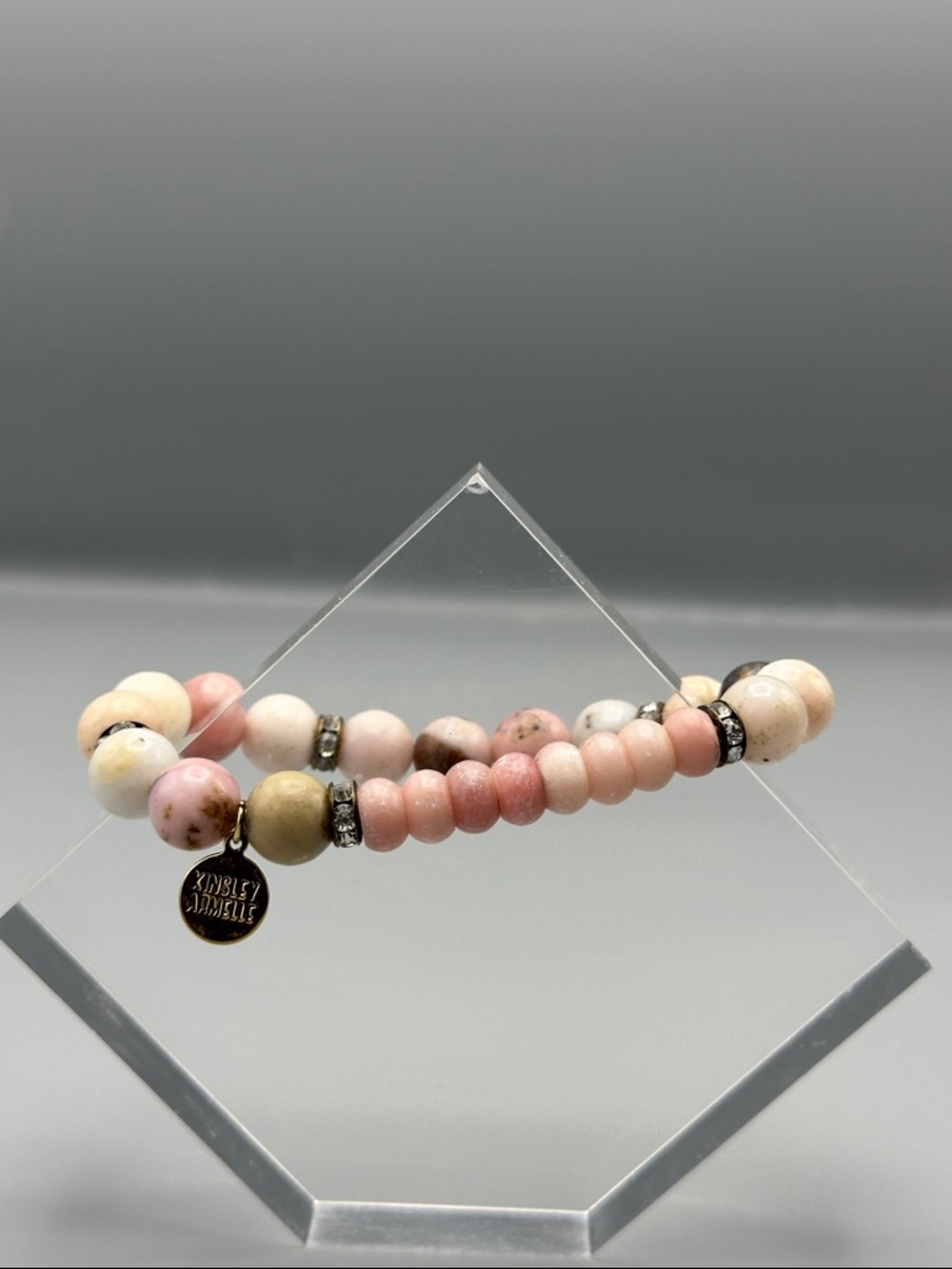 Kinsley Armelle stone Pink, Cream and Gold Beaded Bracelet